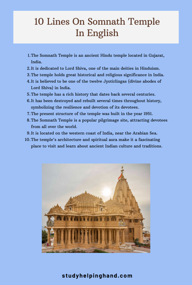 10 Lines On Somnath Temple In English