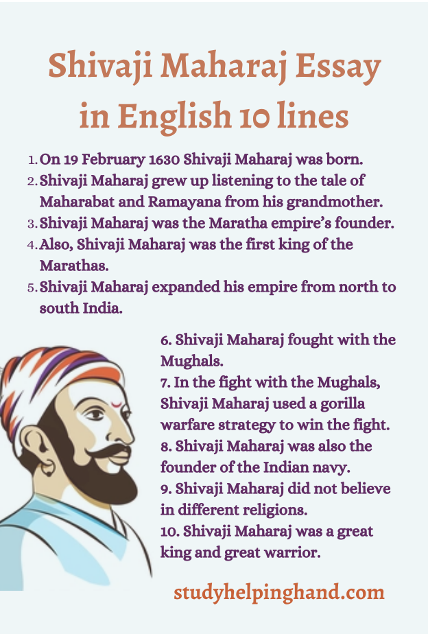Shivaji Maharaj Essay in English 10 lines